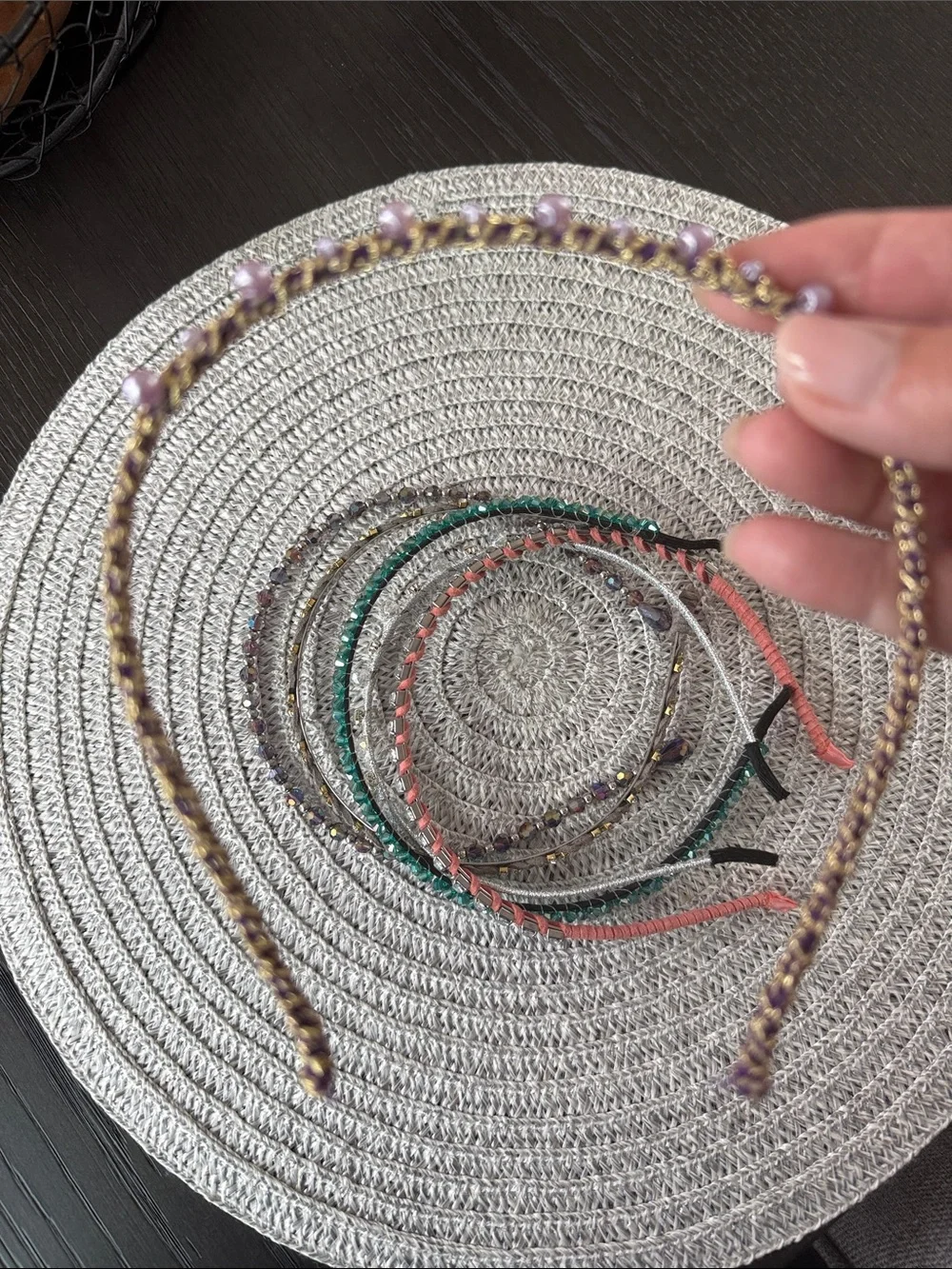 Handcrafted Multicolor Beaded Hair Wraps with Gold Accents set of 6